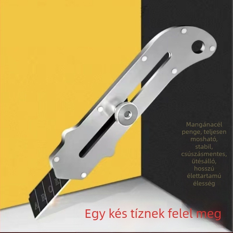 Masszív rozsdamentes acél kézi vágó kés, ipari osztály, tapétához és papírt vágáshoz, teljes acél pengetartóval