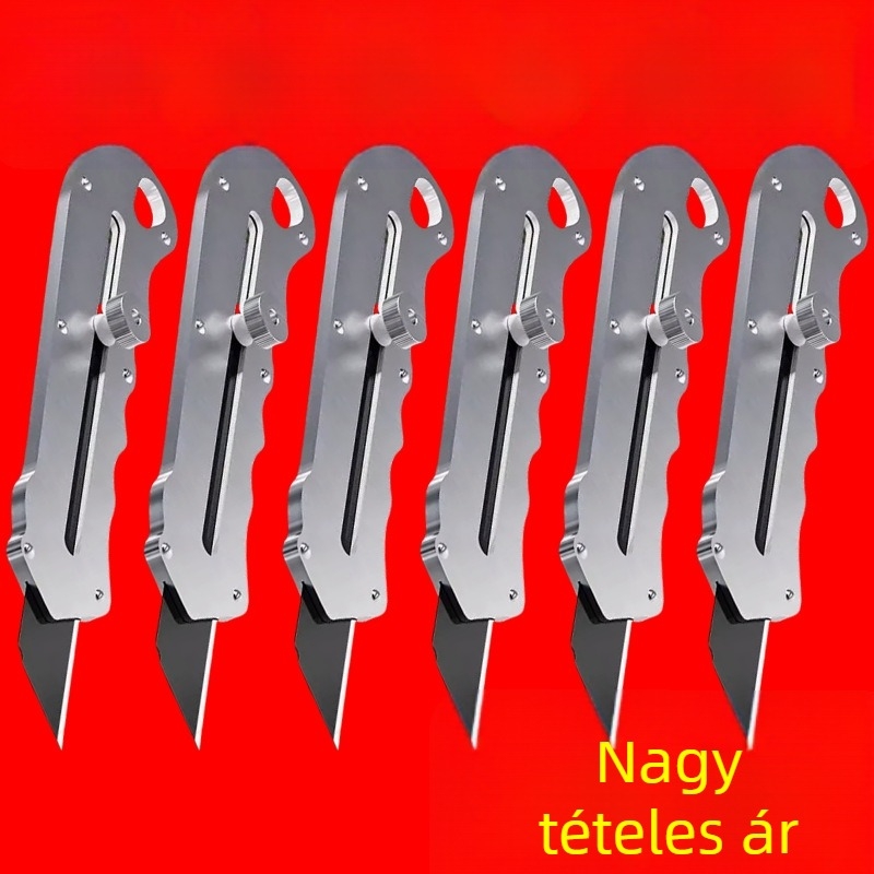 Masszív rozsdamentes acél kézi vágó kés, ipari osztály, tapétához és papírt vágáshoz, teljes acél pengetartóval