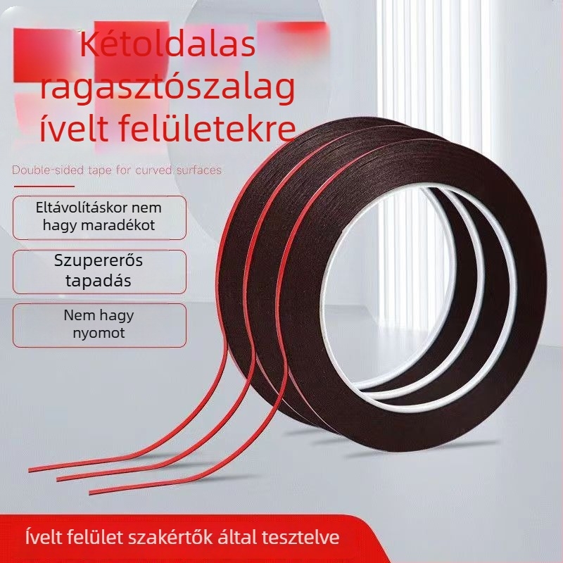 Akril kettős oldalas ragasztószalag mobiltelefon javításhoz, fekete, 1.8 mm széles, 10 m hosszú, 0.3 mm vastag, PE habmag