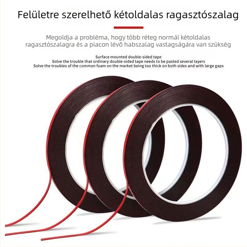 Akril kettős oldalas ragasztószalag mobiltelefon javításhoz, fekete, 1.8 mm széles, 10 m hosszú, 0.3 mm vastag, PE habmag