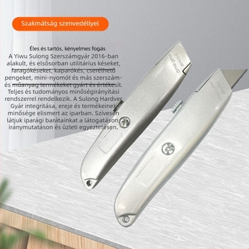 Alumíniumötvözetből készült masszív univerzális kés trapéz alakú pengével, modell 020, penge 0.6×19×60 mm