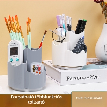 Sminkecset-tároló doboz 360°-os forgó tartóval – műanyag, kör alakú, nagy kapacitás