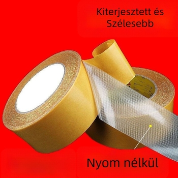 Textil alapú kétoldalú ragasztószalag, átlátszó, magas viszkozitású, nem hagy nyomot, hálós szerkezetű, szőnyegekhez és alátétekhez