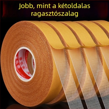 Textil alapú kétoldalú ragasztószalag, átlátszó, magas viszkozitású, nem hagy nyomot, hálós szerkezetű, szőnyegekhez és alátétekhez