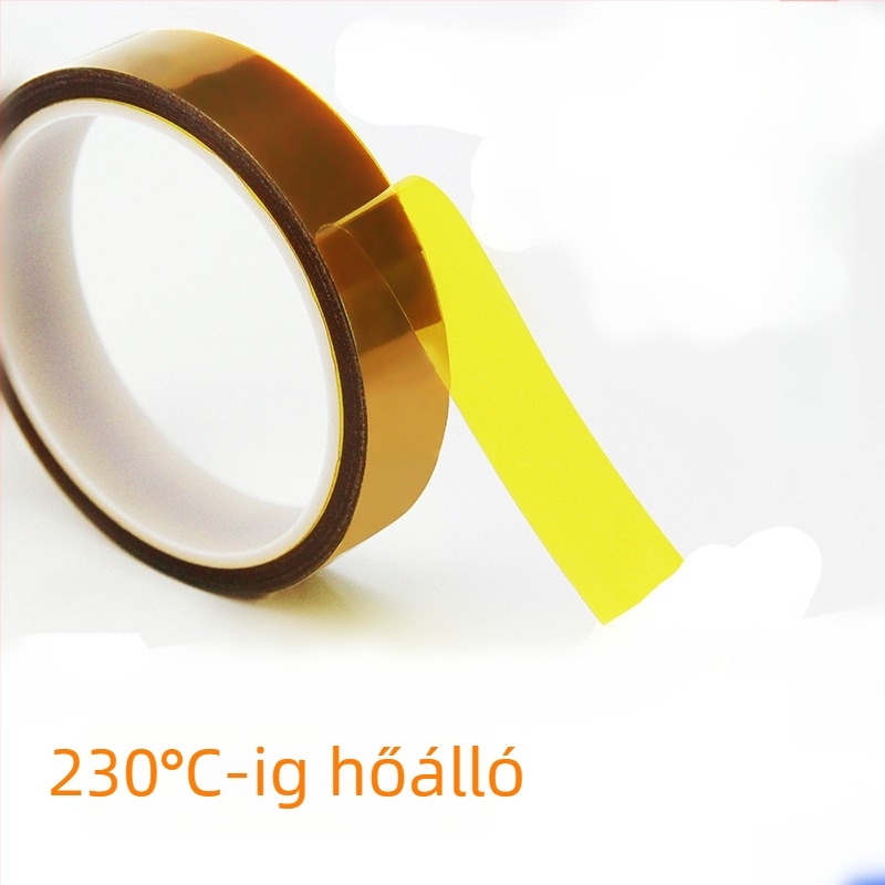 PET magas hőmérsékletű szalag lítium akkukhoz és hordozható töltőkhöz – szilikon ragasztó, vastagság 0,05–0,10 mm, PET alap, hosszú távú 180°C, rövid távú 230°C