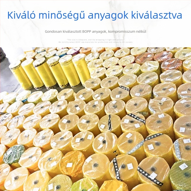 Átlátszó csomagoló szalag logisztikához, erős tapadóerő, BOPP fólia, vízbázisú nyomásérzékeny ragasztó, vastagság 2,2, hőmérsékletállóság 60–80°C (hosszú/ rövid távú)