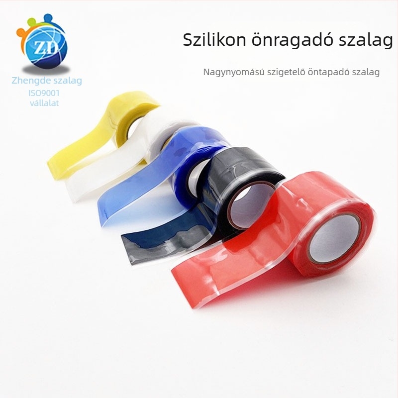 Önadhéziós szilikon szalag nagyfeszültségű elektromos szigeteléshez és lángvédelmi védelemhez; szilikon-gumi alapú, elektromos szigetelésre használható; hőmérséklet-tartomány -50–300°C (rövid ideig) és 260°C (hosszú ideig).