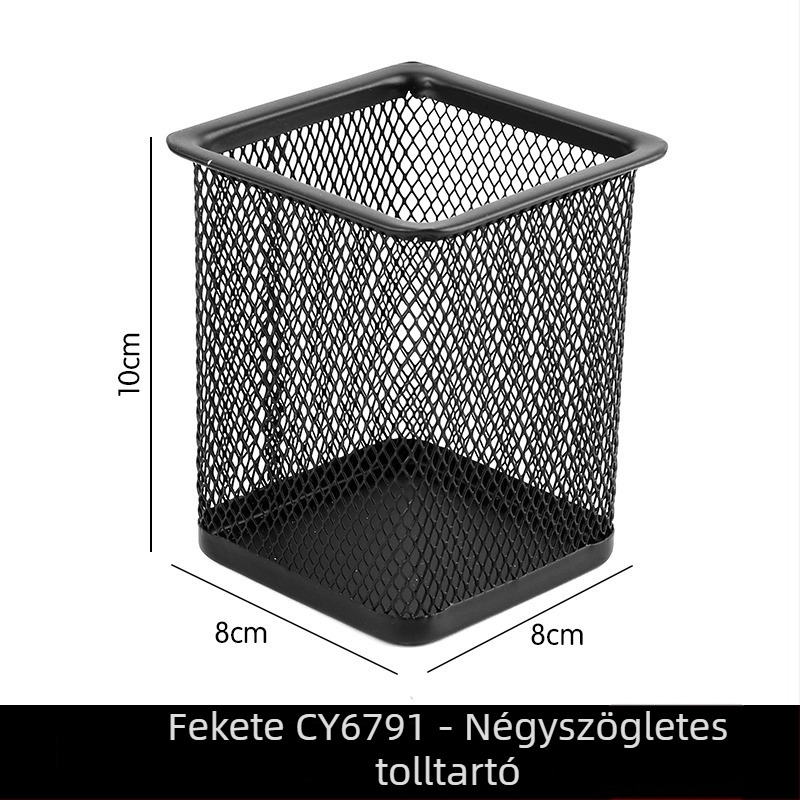 Chanyi/Changyi asztali tolltartó – üreges fémháló, négyszögletes vagy kerek alak, modell CY6791