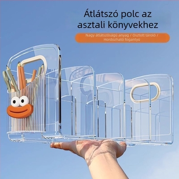 Átlátszó akril asztali szervező könyvállvánnyal, elválasztóval és tolltartóval
