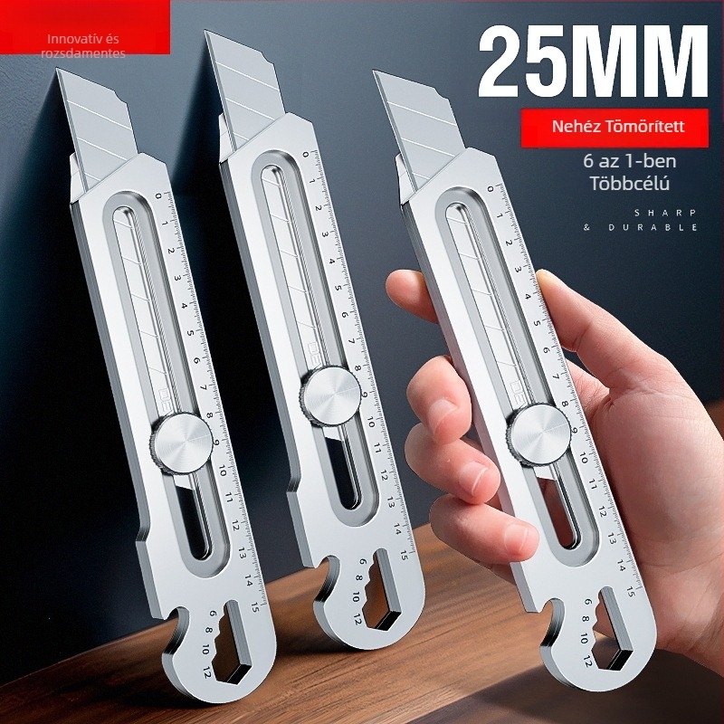 Maeda Tools Dewo70 nehéz használatra szánt univerzális kés, rozsdamentes acél test, penge 0.7×25×125 mm, teljes hossz 190 mm