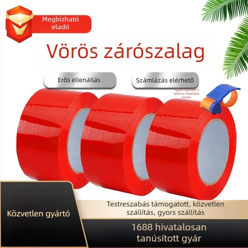 Csomagoló szalag - erős tapadással, BOPP film, 50 μm, szélesség 4,3–6 cm, hossz 70–160 m, hőmérsékletállóság -20–40 °C