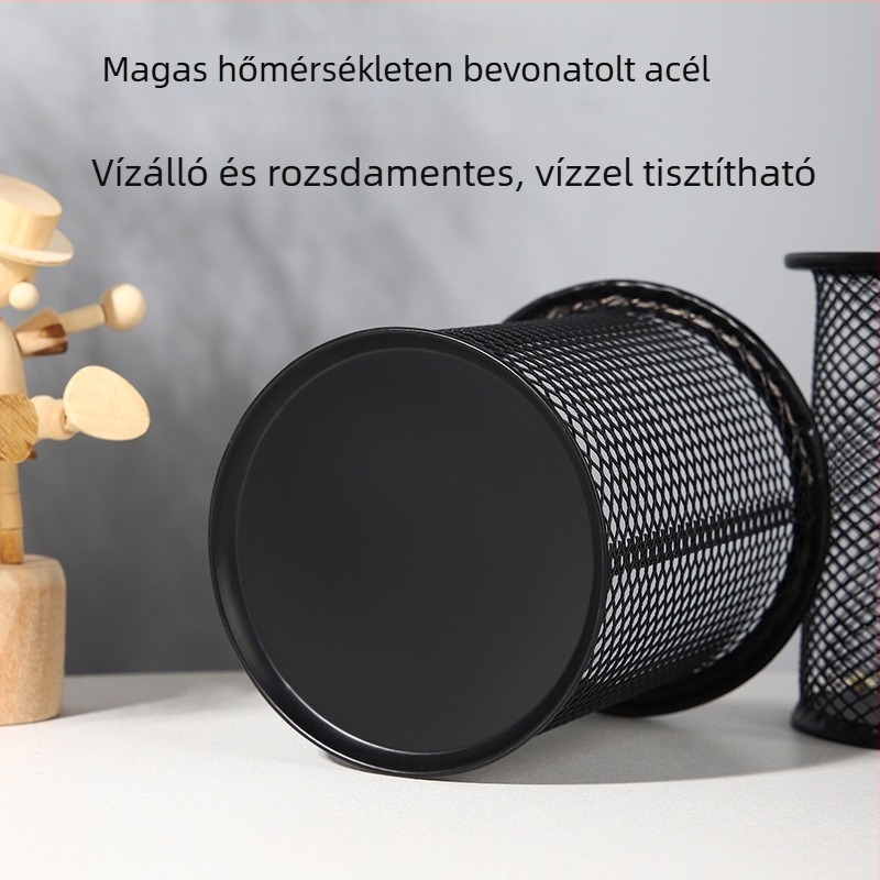 Kör alakú fém tolltartó, asztali tároló lyukas dizájnnal filctollakhoz