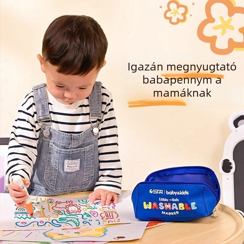 STA gyerekeknek készült akvarell marker ecsettel, mosható, gyorsan száradó, modell 8930