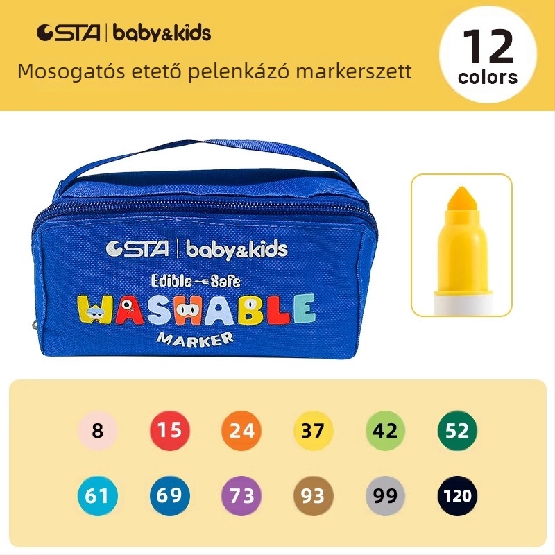 STA gyerekeknek készült akvarell marker ecsettel, mosható, gyorsan száradó, modell 8930