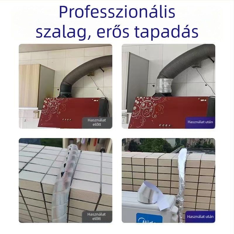 Csőszigetelő alumíniumfóliás szalag melegolvasztó ragasztóval, 0,12 mm vastagság, 0–70 °C hőmérséklet-tartomány, csővezetékekhez