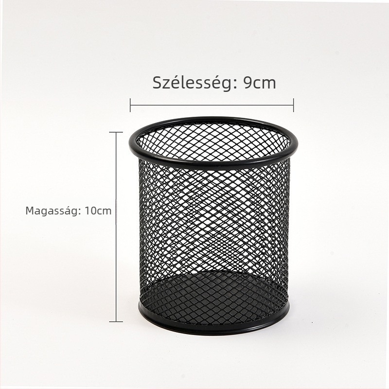 Fém kör alakú hálós tolltartó - Modell 6701, Logó nyomtatás, Testreszabás
