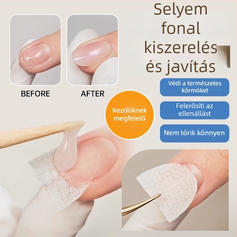 Finger Fantasy Körömápolási eszközök – Hordozható, többfunkciós készlet köröm-hosszabbításhoz és javításhoz selyemrost szalaggal