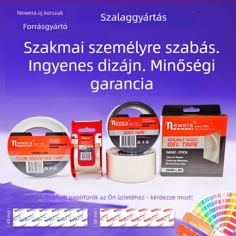 Sérülékeny figyelmeztető szalag, 50 μm BOPP film, magas viszkozitású, vízbázisú ragasztó, záráshoz és csomagoláshoz