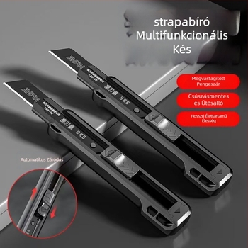 Ipari kategóriás, többfunkciós tapétavágó kés, Modell 181, PP anyag, penge 0.5×18×100 mm, nettó tömeg 50 g, Márka JinYong