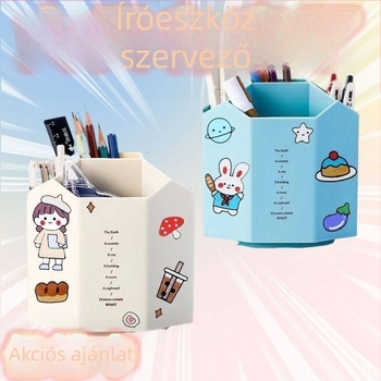 360 fokban forgó tolltartó, több rekesz, kristály anyagú, téglalap alakú asztali rendező, modell 1