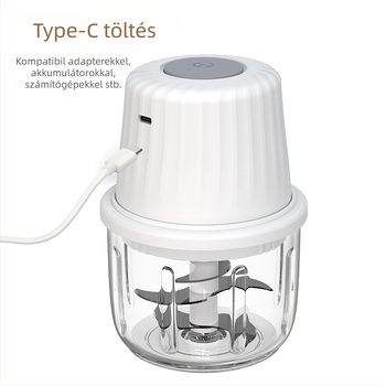 Elektromos fokhagymaaprító és konyhai blender, kapacitás <1 L, újratölthető és hordozható, ≤36V, 10 000 rpm, üvegből készült tartály