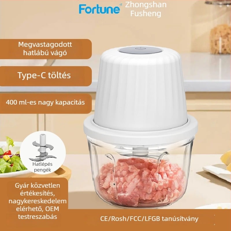Elektromos fokhagymaaprító és konyhai blender, kapacitás <1 L, újratölthető és hordozható, ≤36V, 10 000 rpm, üvegből készült tartály