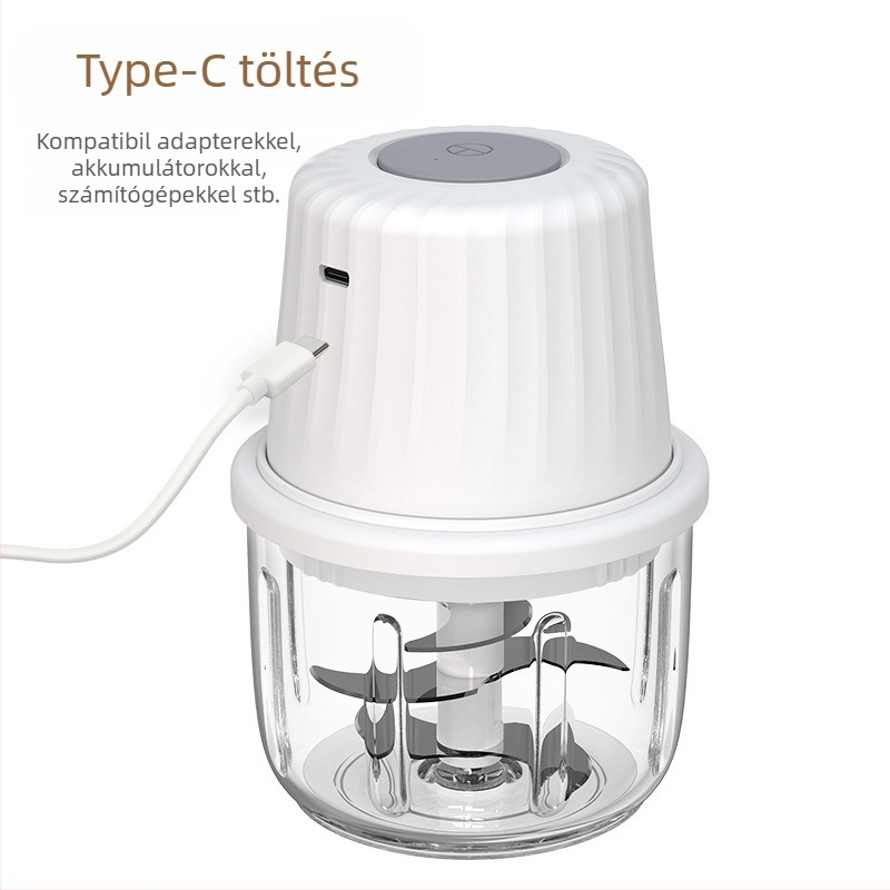 Elektromos fokhagymaaprító és konyhai blender, kapacitás <1 L, újratölthető és hordozható, ≤36V, 10 000 rpm, üvegből készült tartály
