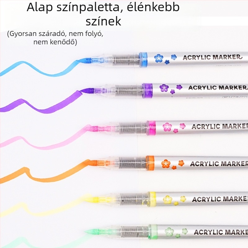 Akril marker toll, gyorsan szárad, nem nyomódik át a papíron, nagy kapacitású, iskolásoknak