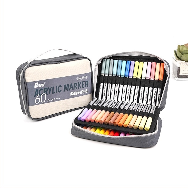 Akril marker toll, gyorsan szárad, nem nyomódik át a papíron, nagy kapacitású, iskolásoknak