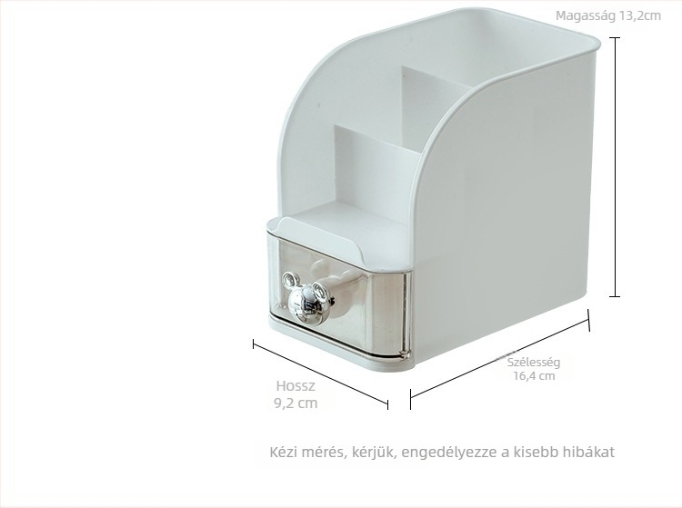 Asztali tároló doboz kihúzható fiókkal és osztókkal, műanyag (PP), 12 L kapacitás