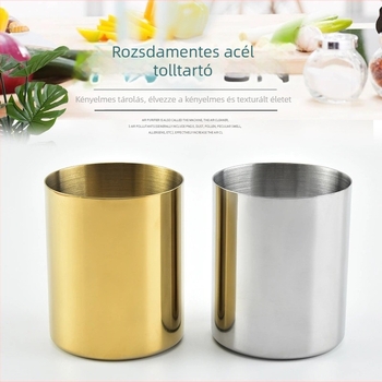 Fém tolltartó, kör alakú, minimalistikus irodai szervező, logó nyomtatása lehetséges, testreszabás elérhető, ajándékhoz ideális