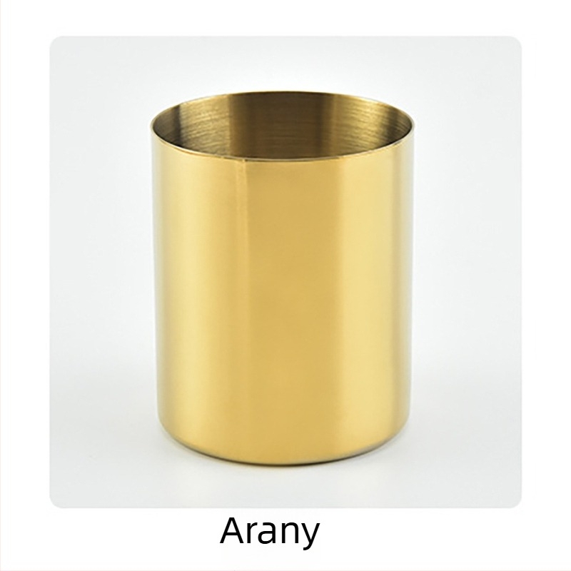 Fém tolltartó, kör alakú, minimalistikus irodai szervező, logó nyomtatása lehetséges, testreszabás elérhető, ajándékhoz ideális