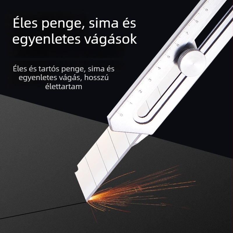 Kb-708b Nehéz rozsdamentes acél utilitáris kés – ipari osztályú, többfunkciós a csomagok felnyitásához, faragáshoz és háztartási használathoz; Pengéje: 15.4×2.8×0.6; Tömeg: 110