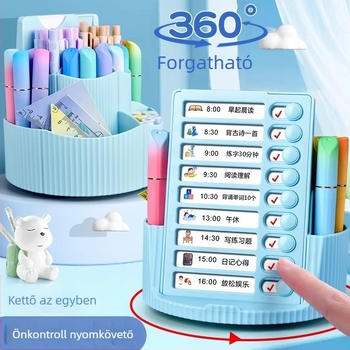 Tiger Crown 360° forgó tolltartó, négyzet alakú műanyag íróasztali rendező, Modell 1