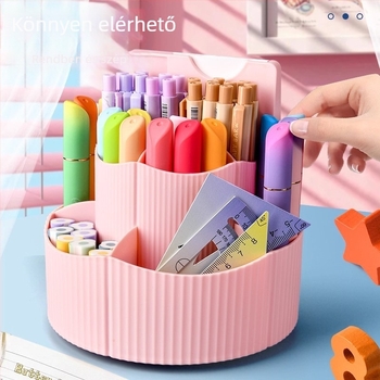 Tiger Crown 360° forgó tolltartó, négyzet alakú műanyag íróasztali rendező, Modell 1