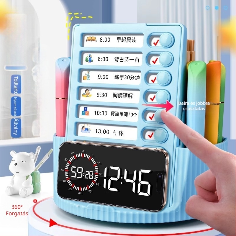 Tiger Crown 360° forgó tolltartó, négyzet alakú műanyag íróasztali rendező, Modell 1