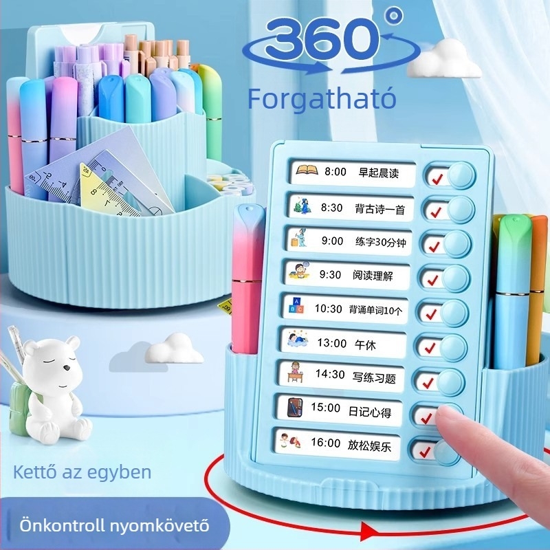 Tiger Crown 360° forgó tolltartó, négyzet alakú műanyag íróasztali rendező, Modell 1