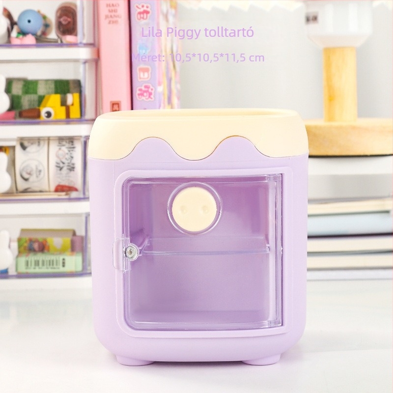 Aranyos malac alakú ceruzatartó, műanyag asztali rendező nagykapacitású rekeszekkel