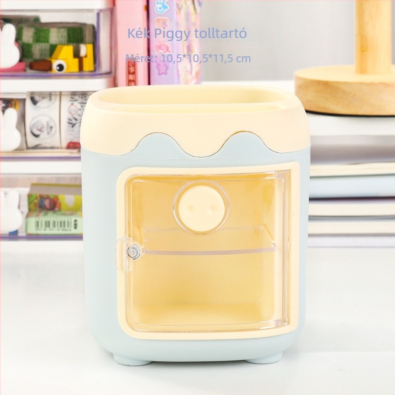 Aranyos malac alakú ceruzatartó, műanyag asztali rendező nagykapacitású rekeszekkel