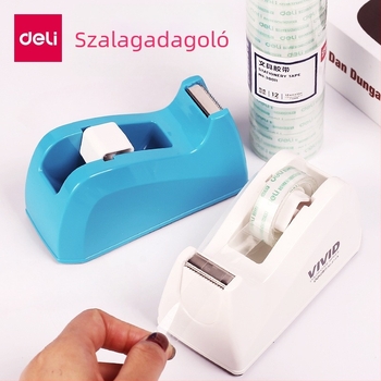 Deli 814A Asztali szalag tartó és vágó, műanyag, 390 g, szalag szélesség legfeljebb 108 mm