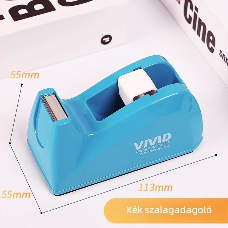 Deli 814A Asztali szalag tartó és vágó, műanyag, 390 g, szalag szélesség legfeljebb 108 mm