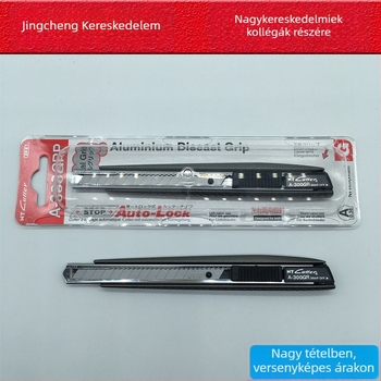 Minden fém fogantyúval rendelkező vágó kés, modell A-300GRP, filmek vágásához; penge 0.38×9×72 mm; teljes hossz 145 mm; nettó tömeg 62 g