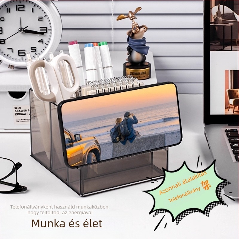 Asztali tárolóedény, átlátszó, osztókkal; polisztirol anyagból; modell: magas és alacsony tárolási dizájn