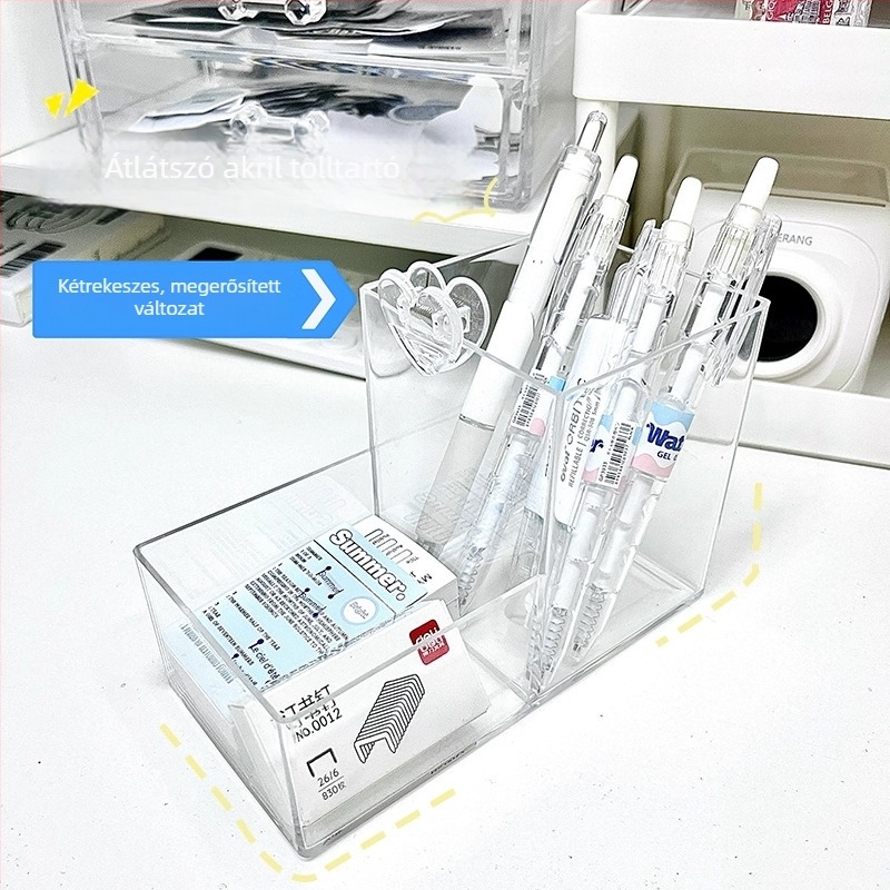 Asztali tárolóedény, átlátszó, osztókkal; polisztirol anyagból; modell: magas és alacsony tárolási dizájn