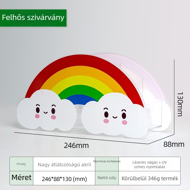 Íves akril tolltartó asztali rendezővel, rajzfilmszerű dizájnnal, modell BT-02, testreszabható logó, testreszabás elérhető, magáncímke elérhető