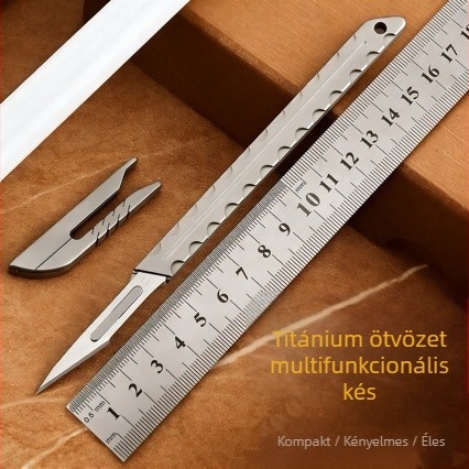 Titánium ötvözetű hobbi-kés, mini zsebkés kulcstartóval, papír- és tapétavágó eszköz (Anyag: Titánacél; Márka: Other; Termék szám: t18158154334471t)