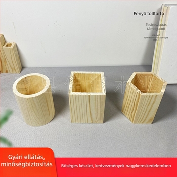 Fenyőfa tolltartó, kör alakú, modell A10