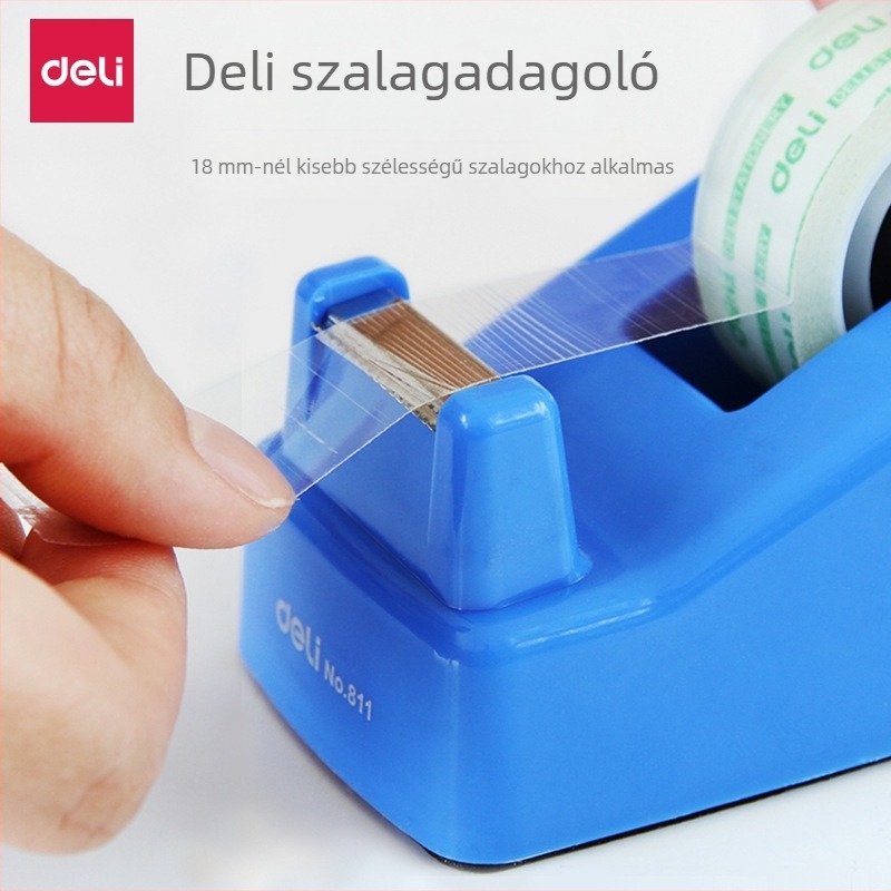 Deli 811 Kisméretű Átlátszó Ragasztószalag Adagoló Vágóval