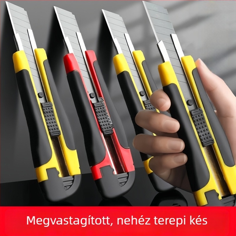 Ipari szintű vágó kés műanyag és rozsdamentes acél testtel, 55 g, szabvány penge