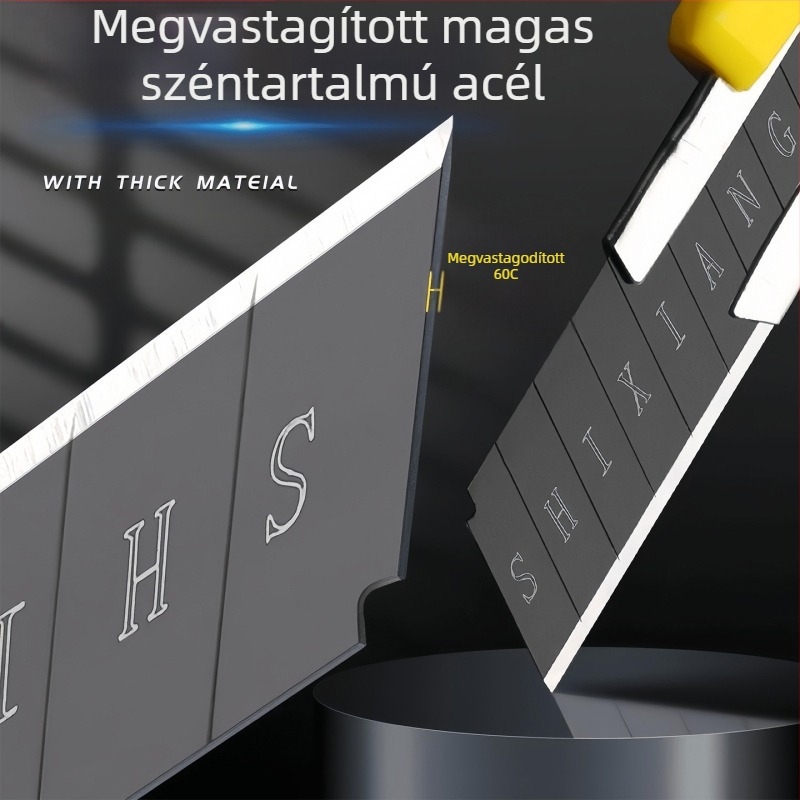 Ipari szintű vágó kés műanyag és rozsdamentes acél testtel, 55 g, szabvány penge